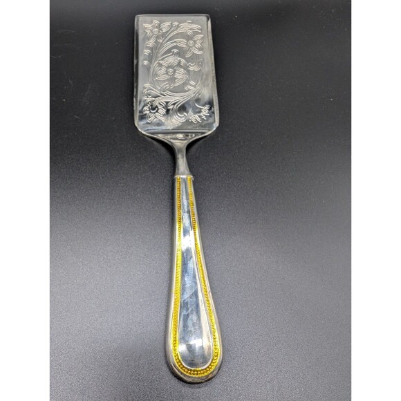 Vtg '94 Towle Silversmiths Silver Plated with Gold Accent Beaded Lasagna Server - Picture 2 of 5